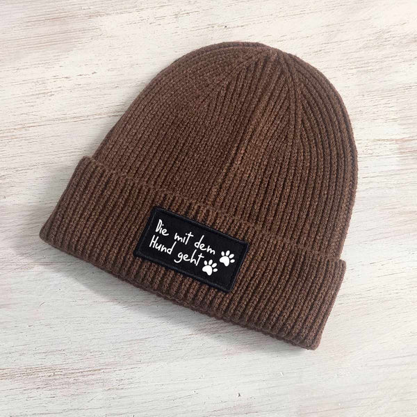 Die mit dem Hund geht Strick Beanie
