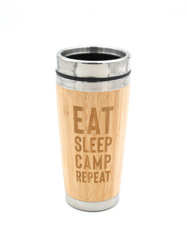 EAT SLEEP CAMP REPEAT | Bambus Thermosbecher