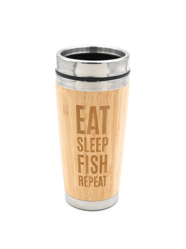 EAT SLEEP FISH REPEAT | Bambus Thermosbecher