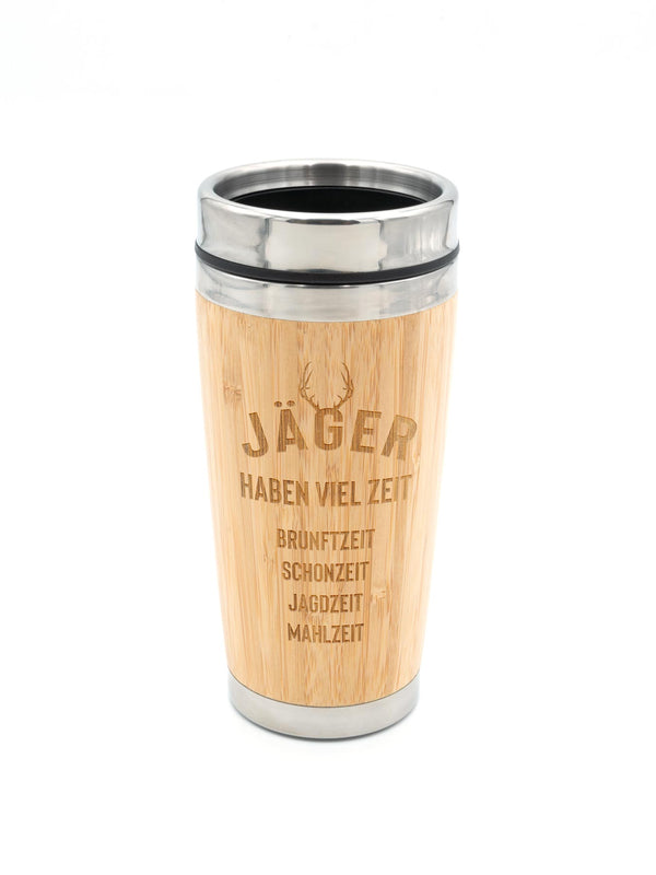 Jäger haben viel Zeit | Bambus Thermosbecher