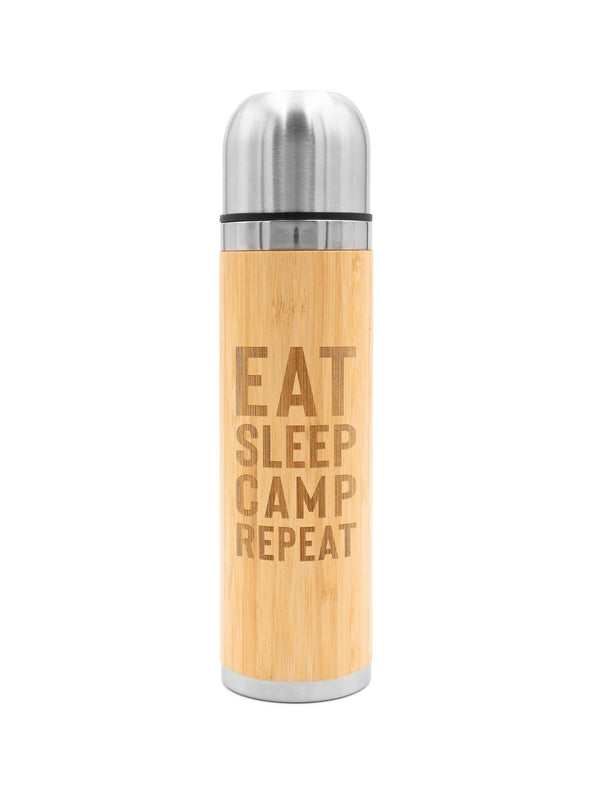 EAT SLEEP CAMP REPEAT | Bambus Thermosflasche