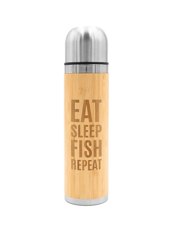 EAT SLEEP FISH REPEAT | Bambus Thermosflasche