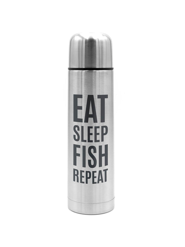 Eat Sleep Fish Repeat | Thermosflasche Silber