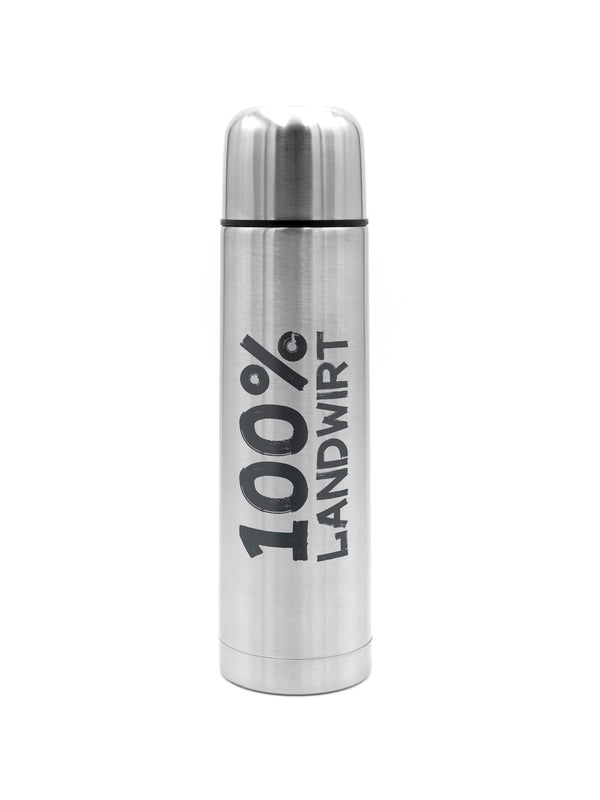 100% Landwirt | Thermosflasche Silber