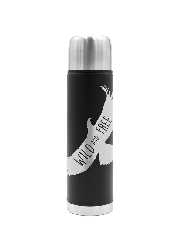 Wild and Free | Thermosflasche Schwarz